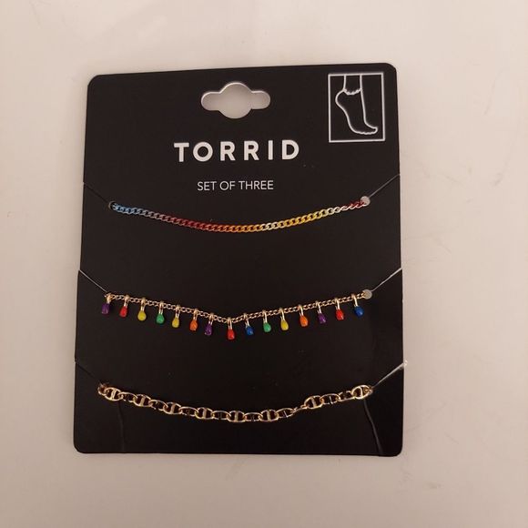 Always Proud Rainbow Chain Anklets - Gold Tone - Picture 1 of 4